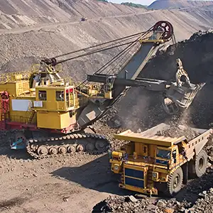 mining trucks on site